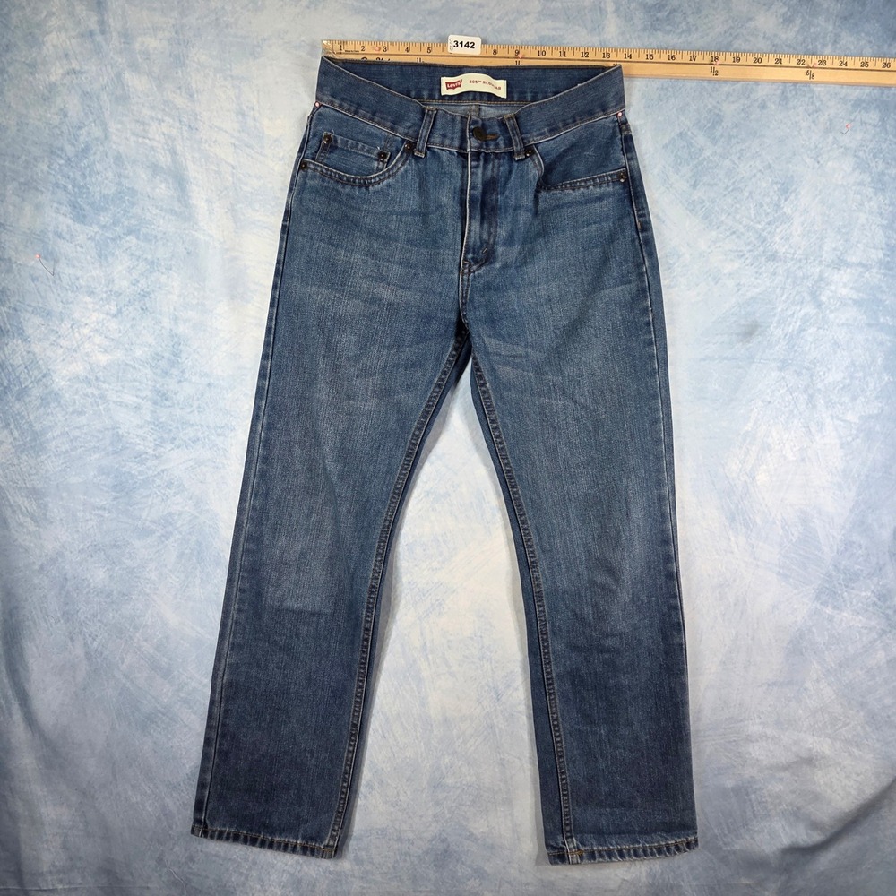 Levis 505 Regular Fit Straight Leg Jeans Medium Wash Blue Denim 18 Slim W27 L29